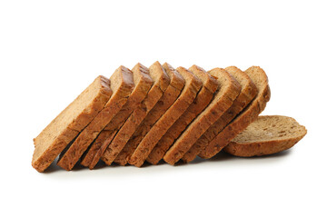 Fresh bread slices isolated on white background