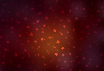 Dark Red vector layout with bright snowflakes, stars.