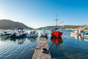 Skala Village harbour view in Patmos Island. Patmos Island is populer tourist destination in Greece.
