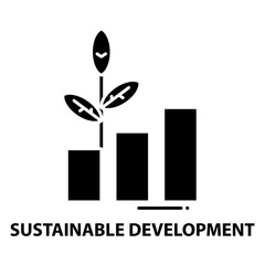 sustainable development icon, black vector sign with editable strokes, concept illustration