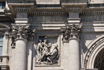 Obraz premium Close up of Sculpture of Trevi Fountain in Rome, Italy.