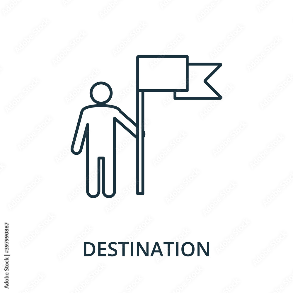 Aufkleber destination icon. line style element from navigation collection. thin destination icon for templates