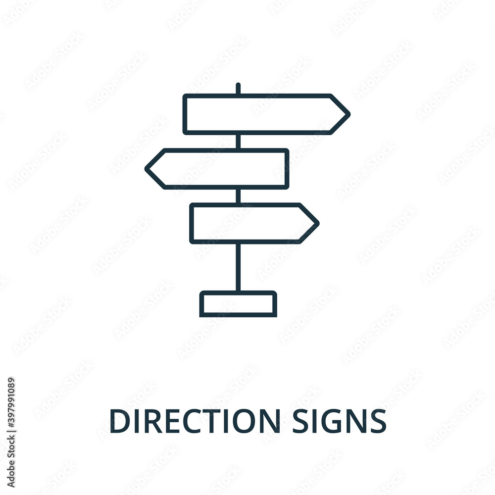 Poster direction signs icon. line style element from navigation collection. thin direction signs icon for t