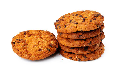 Stack of chocolate chip cookies isolated on white