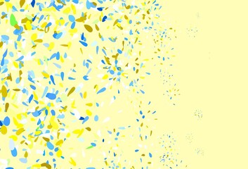 Light Blue, Yellow vector abstract background with leaves.