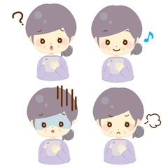 スマホとお年寄りのイラスト