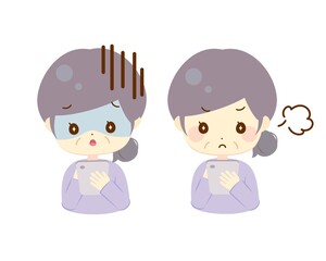 スマホとお年寄りのイラスト　トラブル
