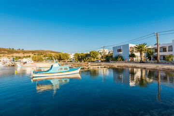 Fototapeta premium Skala Village harbour view in Patmos Island. Patmos Island is populer tourist destination in Greece.