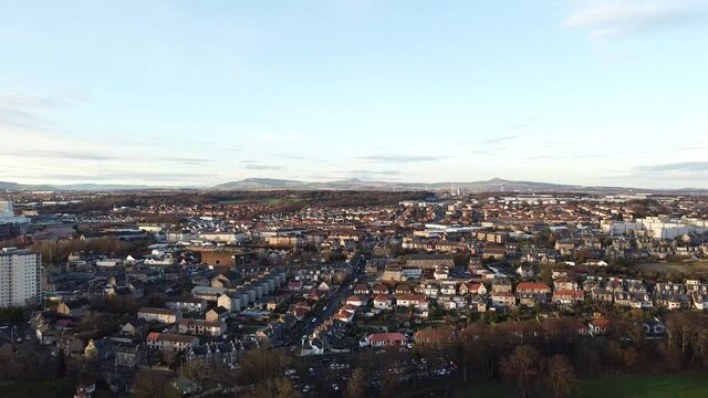 Town aerial view, Kirkcaldy, Scotland.  Kirkcaldy is a town and former royal burgh in Fife, on the east coast.