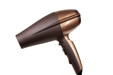 Brown hair dryer isolated on the white