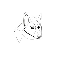 SINGLE-LINE DRAWING OF A HUSKY DOG. This is a hand-drawn, continuous, line illustration. Each gesture sketch was created by hand. 
