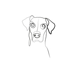 SINGLE-LINE DRAWING OF A LABRADOR DOG. This is a hand-drawn, continuous, line illustration. Each gesture sketch was created by hand. 