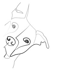 SINGLE-LINE DRAWING OF A PITBULL DOG. This is a hand-drawn, continuous, line illustration. Each gesture sketch was created by hand. 
