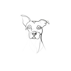 SINGLE-LINE DRAWING OF A PITBULL DOG. This is a hand-drawn, continuous, line illustration. Each gesture sketch was created by hand. 