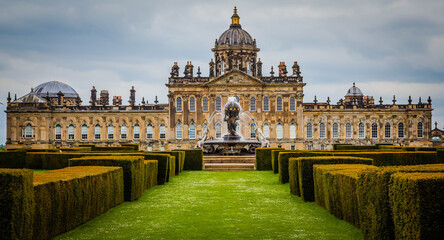 Exterior view of Castle Howard in Yorkshire,  United Kingdom