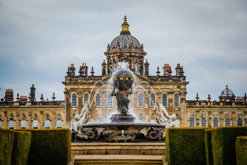 Exterior view of Castle Howard in Yorkshire,  United Kingdom
