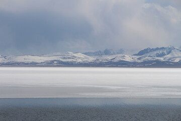 Song Kol lake from a hiking trail in Kyrgyzstan