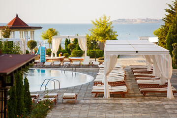 Luxury place resort and spa for vacations. Summer holiday in the hotel.