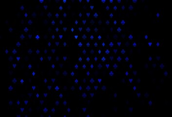 Dark BLUE vector background with cards signs.