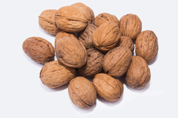 group of walnuts isolated on white