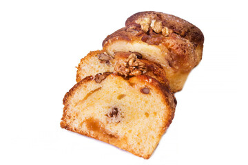 walnut cake and jam isolated