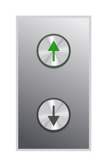 Elevator panel with up and down arrow press button on white