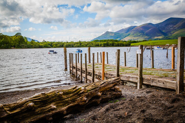 A jetty at Derwentwater,  Lake district,  Cumbria,  United Kingdom