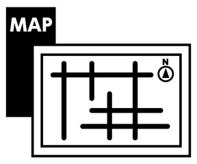 地図のシンプルなアイコン/白黒