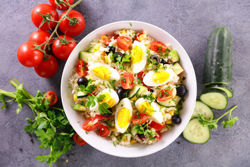 rice salad with mixed vegetable and egg