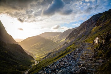 Sunset at Honister Pass in the Lake district,  Cumbria,  United Kingdom