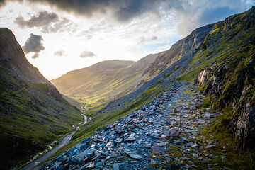 Sunset at Honister Pass in the Lake district,  Cumbria,  United Kingdom