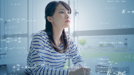 勉強する女子学生　エドテック