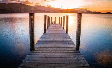 Fototapeta premium A jetty at Derwentwater, Lake district, Cumbria, United Kingdom
