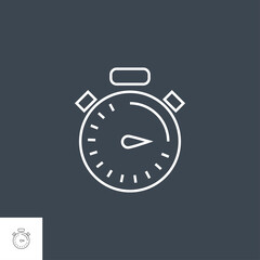 Stopwatch Related Vector Thin Line Icon. Isolated on Black Background. Editable Stroke. Vector Illustration.