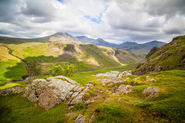 Naklejka premium Hardknott Pass in the Lake district, Cumbria, United Kingdom