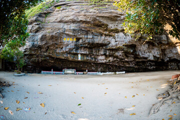 cave pagoda with Great cliffs on Ly Son Island, Quang Ngai Province, Vietnam