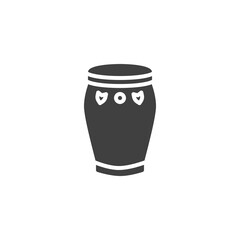 Conga musical instrument vector icon. filled flat sign for mobile concept and web design. Conga drum glyph icon. Symbol, logo illustration. Vector graphics