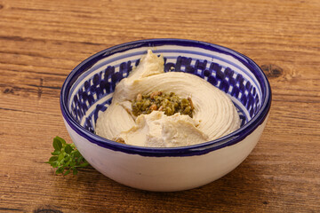 Vegan food - hummus with olive oil
