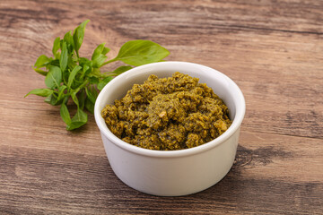 Green sauce pesto with basil