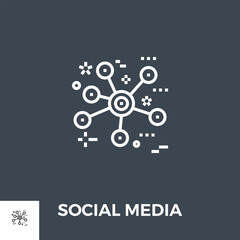 Social Media Related Vector Thin Line Icon. Isolated on Black Background. Editable Stroke. Vector Illustration.
