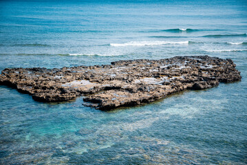 Beautiful blue sea and blue sky background 