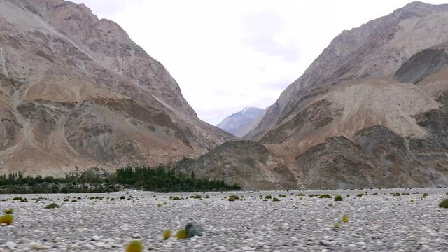 mountain view shooting from a car, on the way from Hunder to Pangong lake, Leh, India.