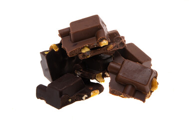 chocolate with nuts isolated