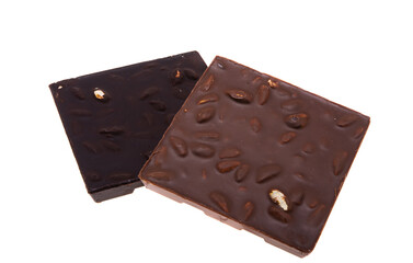 chocolate with nuts isolated