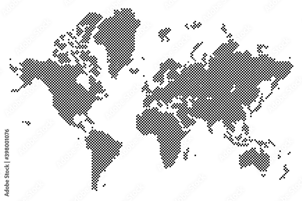 Poster detailed vector world map of black colors on light background. town marks and national borders are i