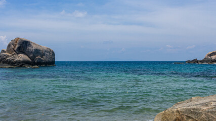 Huge jumping rock clif in ocean