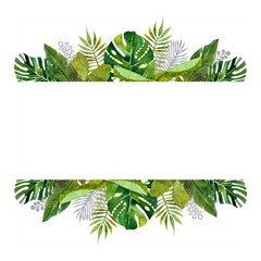 watercolor tropical leaves frames
