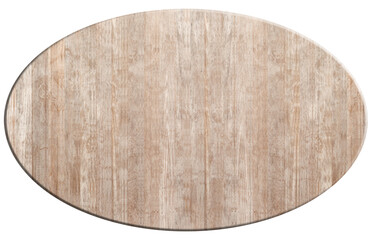 plateau de table ovale en bois naturel sur fond blanc 