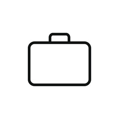 Suitcase vector icon. Briefcase symbol. Business and travel case sign. Black luggage silhouette logo.