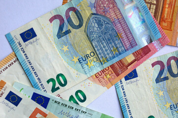 Euro currency close up. Lots of money